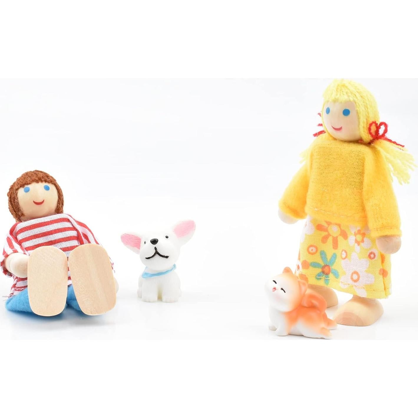 Set de Muñecas de Madera Jzszera con 8 Figuras y 2 Mascotas