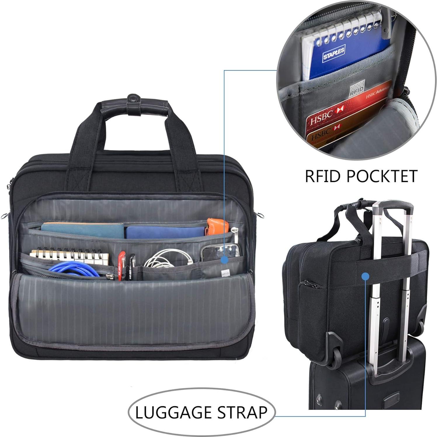 KROSER Maletín Rodante para Laptop 17.3" Negro