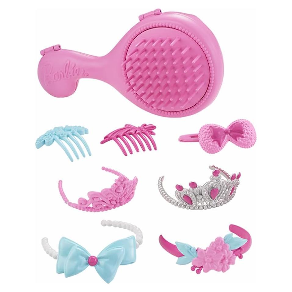 Replacement Parts for Inspired by Barbie Endless Hair Kingdom 17" Princess Doll DKR09 - Includes Pink Hairbrush, 2 Hair Combs, 1 Barrette, 2 Tiaras and 2 Headbands