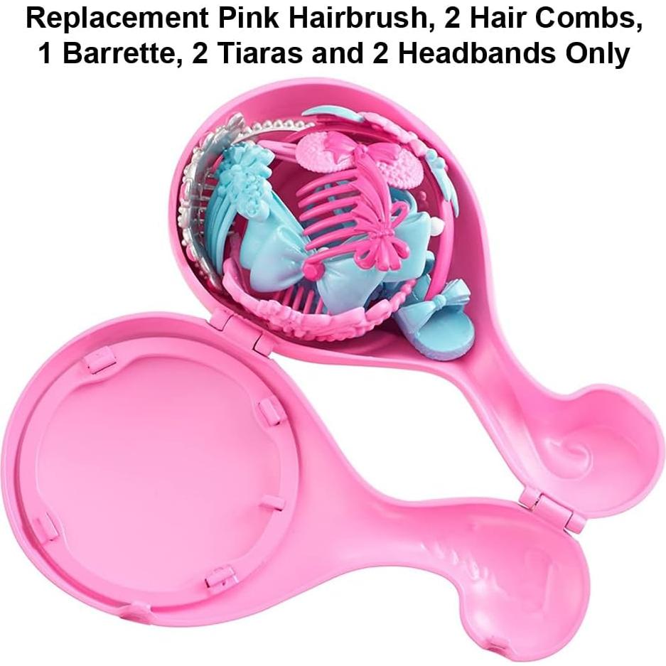 Replacement Parts for Inspired by Barbie Endless Hair Kingdom 17" Princess Doll DKR09 - Includes Pink Hairbrush, 2 Hair Combs, 1 Barrette, 2 Tiaras and 2 Headbands