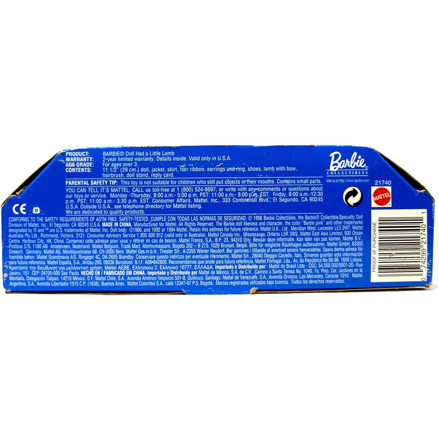 Muñeca Barbie Tenía un Corderito Mattel 21740 0.45 kg