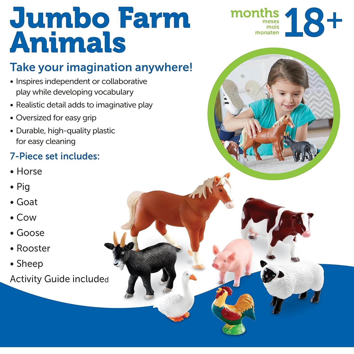 Animales de Granja Jumbo Recursos de Aprendizaje 7 Piezas