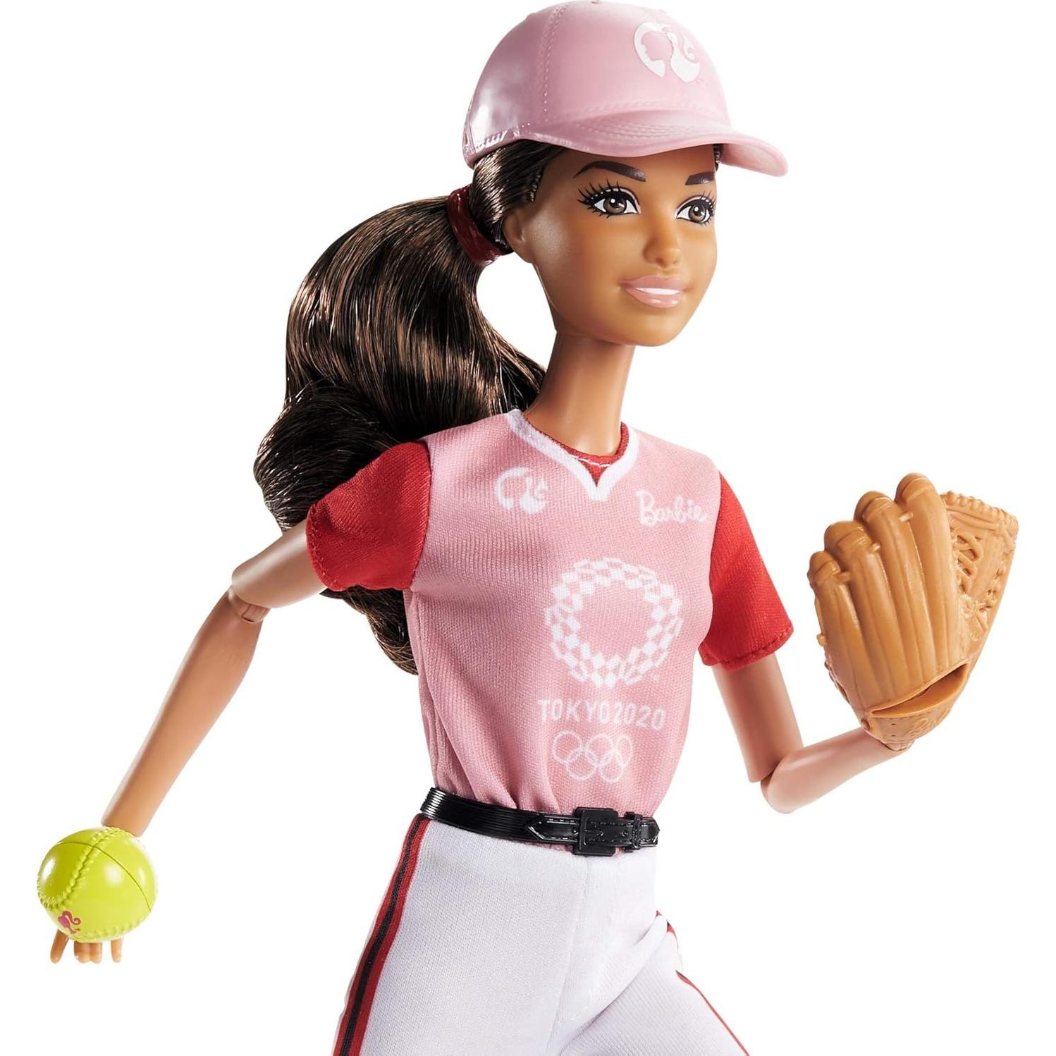 Olympic Games Tokyo 2020 Softball Doll with Softball Uniform, Tokyo 2020 Jacket, Medal, Softball, Bat and Glove for Ages 3 and Up