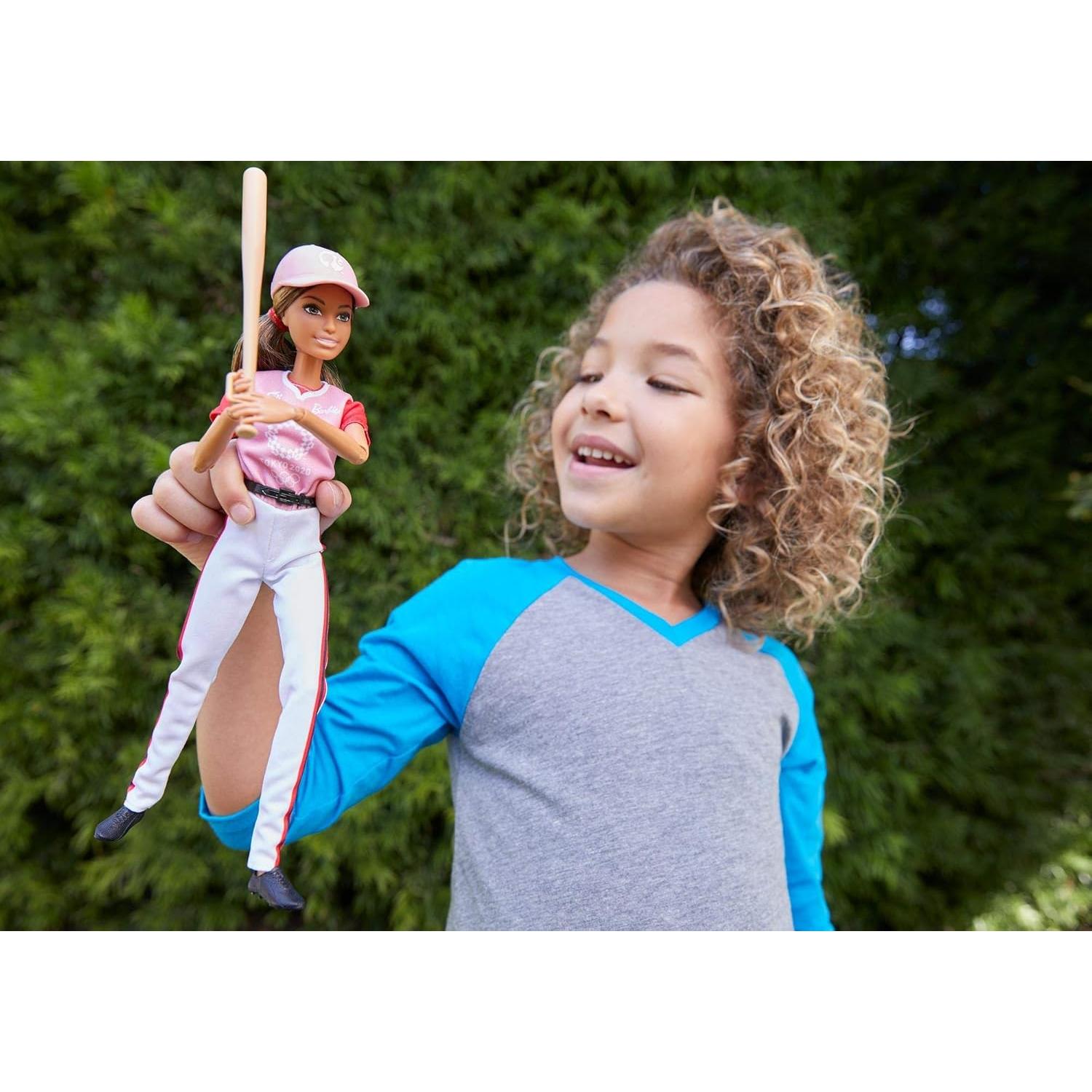 Olympic Games Tokyo 2020 Softball Doll with Softball Uniform, Tokyo 2020 Jacket, Medal, Softball, Bat and Glove for Ages 3 and Up