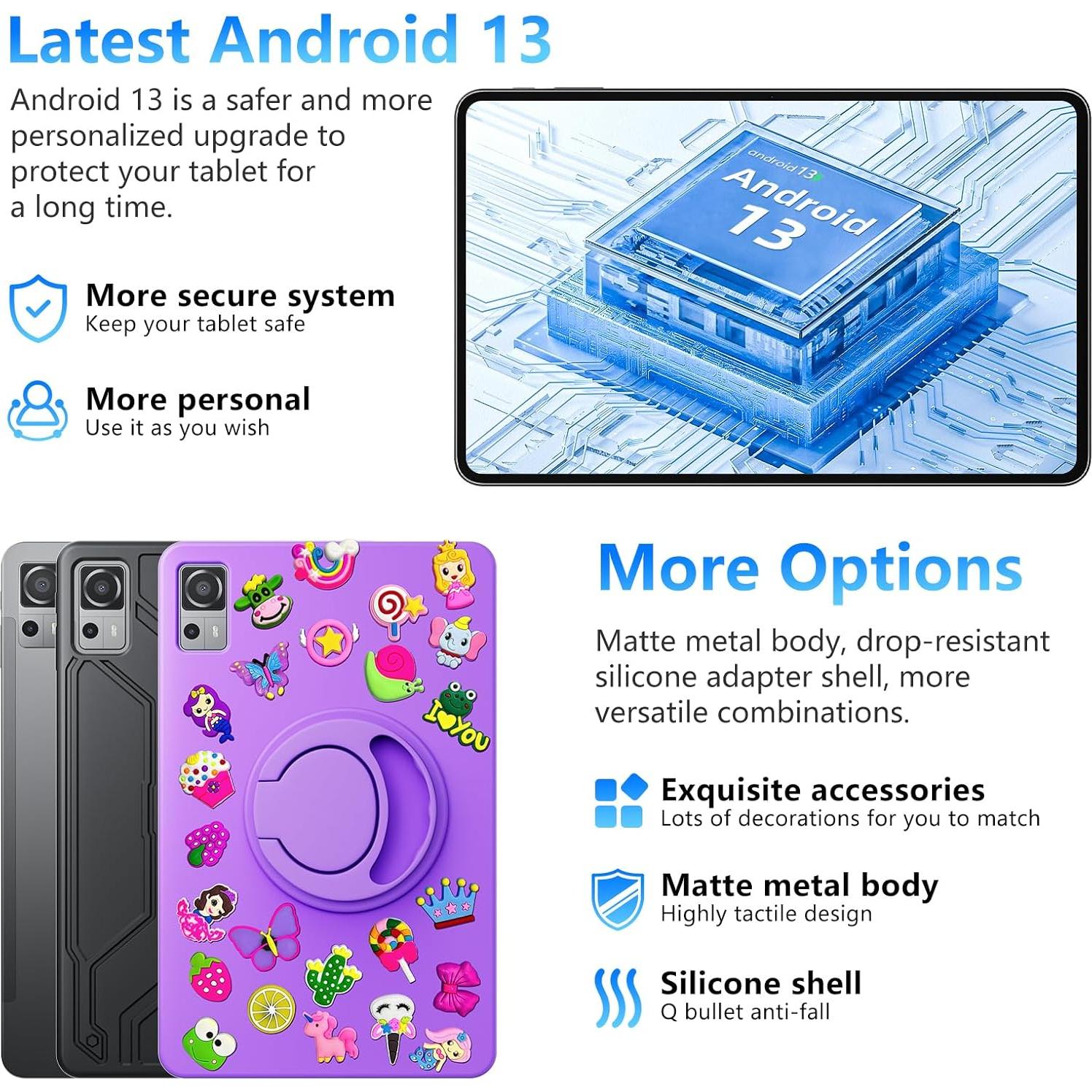 Tableta Naclud 12" Android 13 8GB RAM 256GB Funda Lavanda