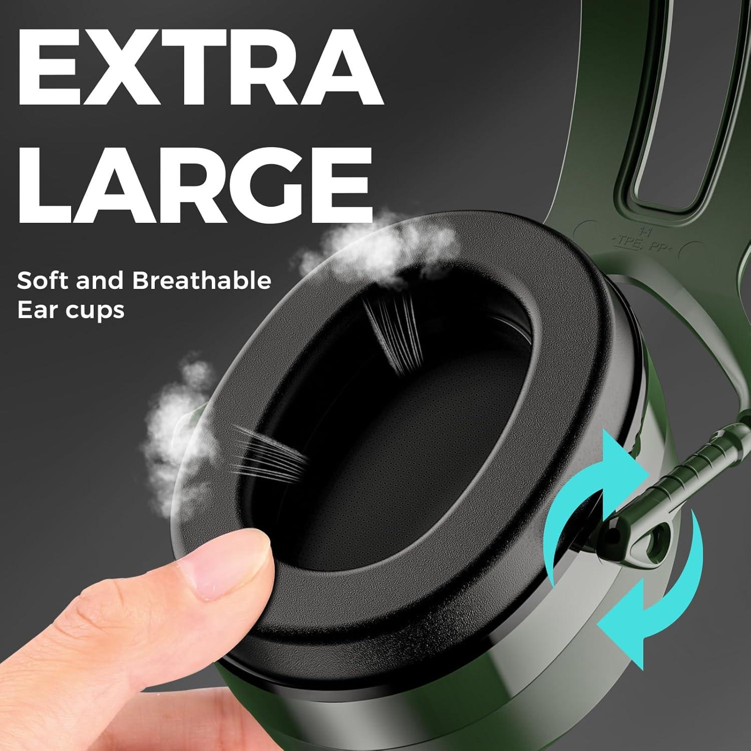 Auriculares ProCase Extra Grande SNR 37dB Verde - Cancelación Ruido