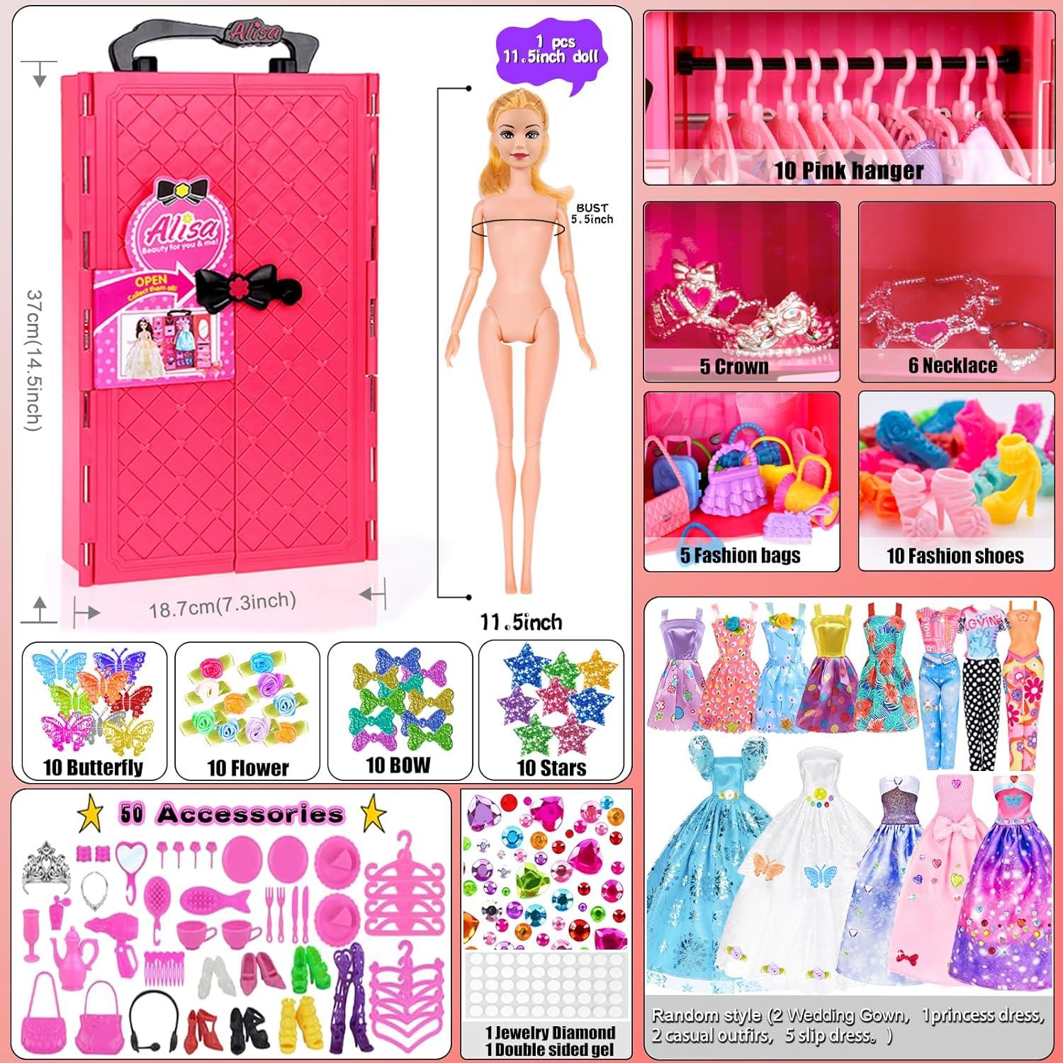 Ebuddy 140 Piezas Ropa y Accesorios para Muñeca 11.5"