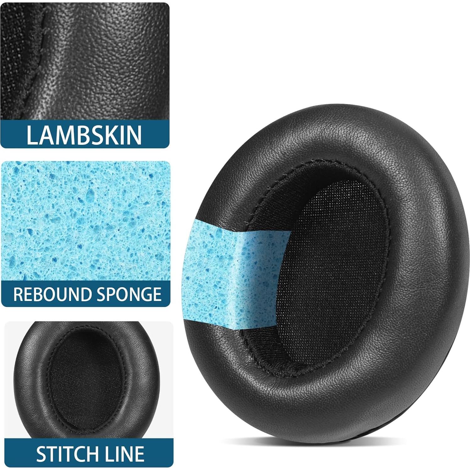 Almohadillas de Repuesto Joghaw para Auriculares Sennheiser Momentum 1.0 - Piel de Cordero y Espuma de Memoria