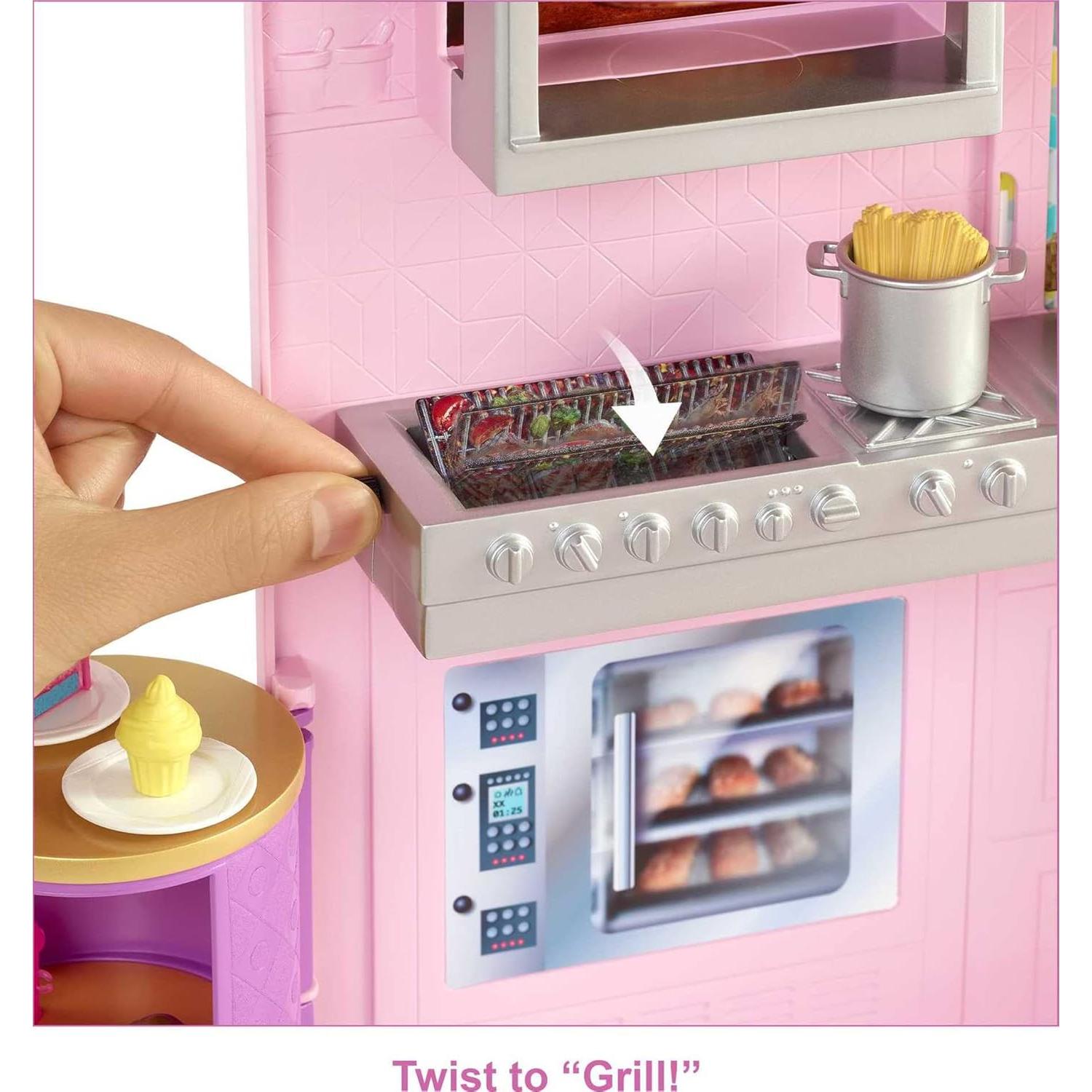 Juego de Restaurante Barbie Cook 'n Grill con 30 Piezas