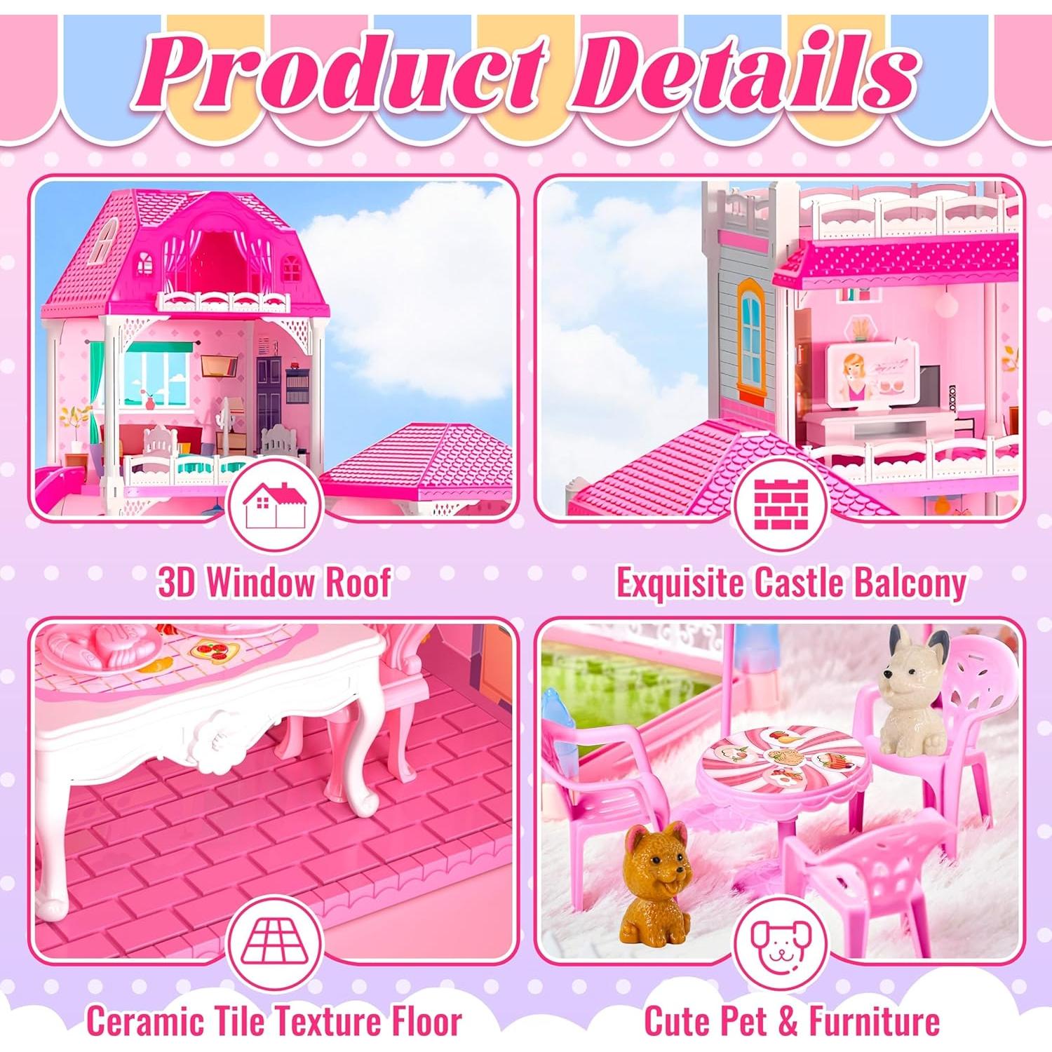 Casa de Muñecas Seifar 10 Habitaciones con Luz y Accesorios