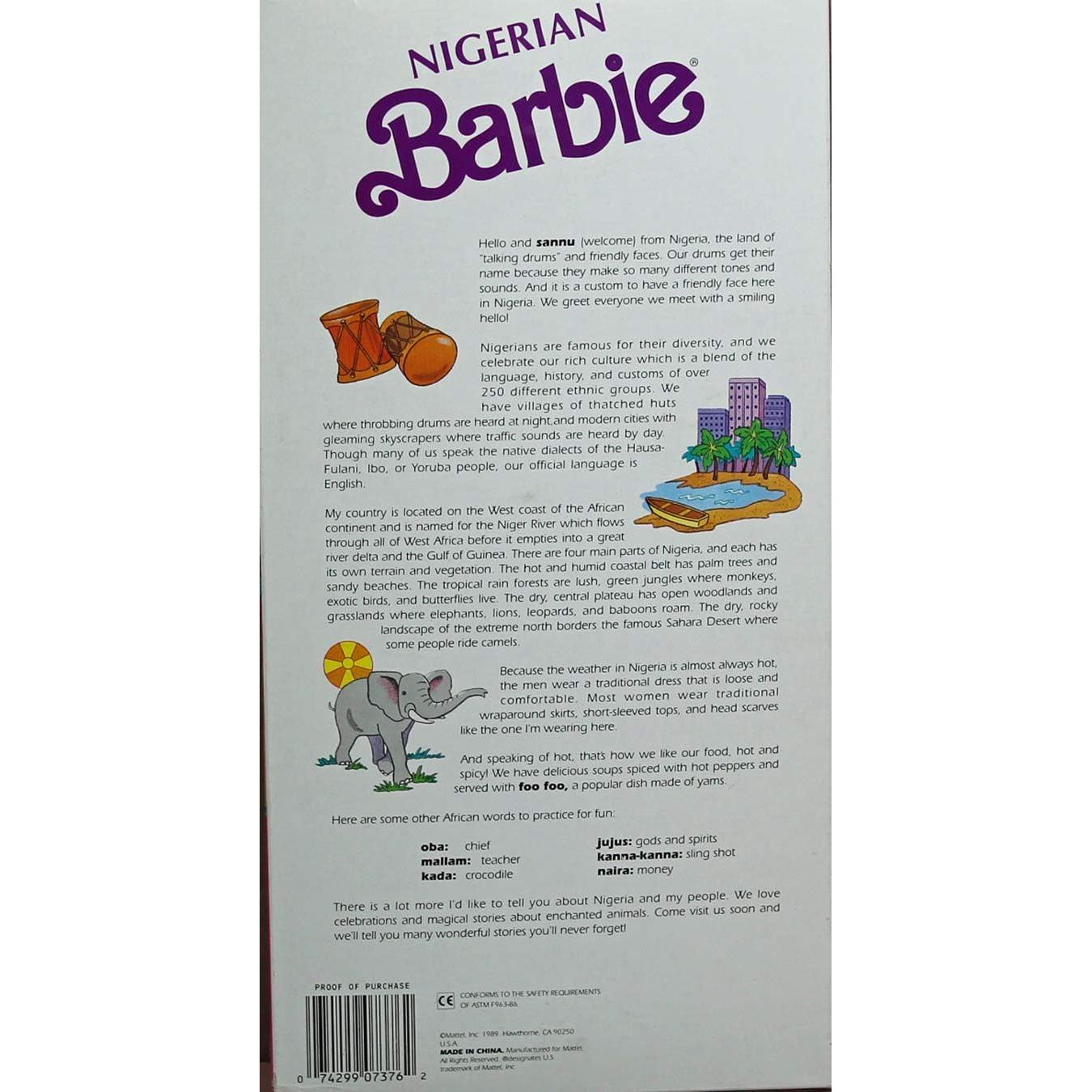 Muñeca Barbie Nigeriana Mattel 1989 Edición Especial