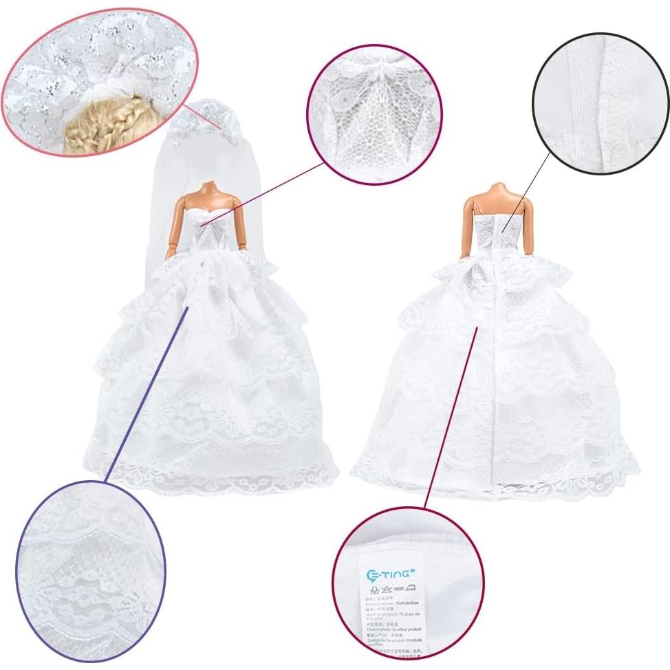 Conjunto de Boda E-TING para Muñecas con Velo y Traje