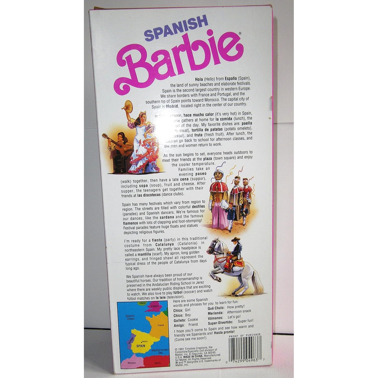 Muñeca Barbie Española 1991 Edición Especial 30.48 cm