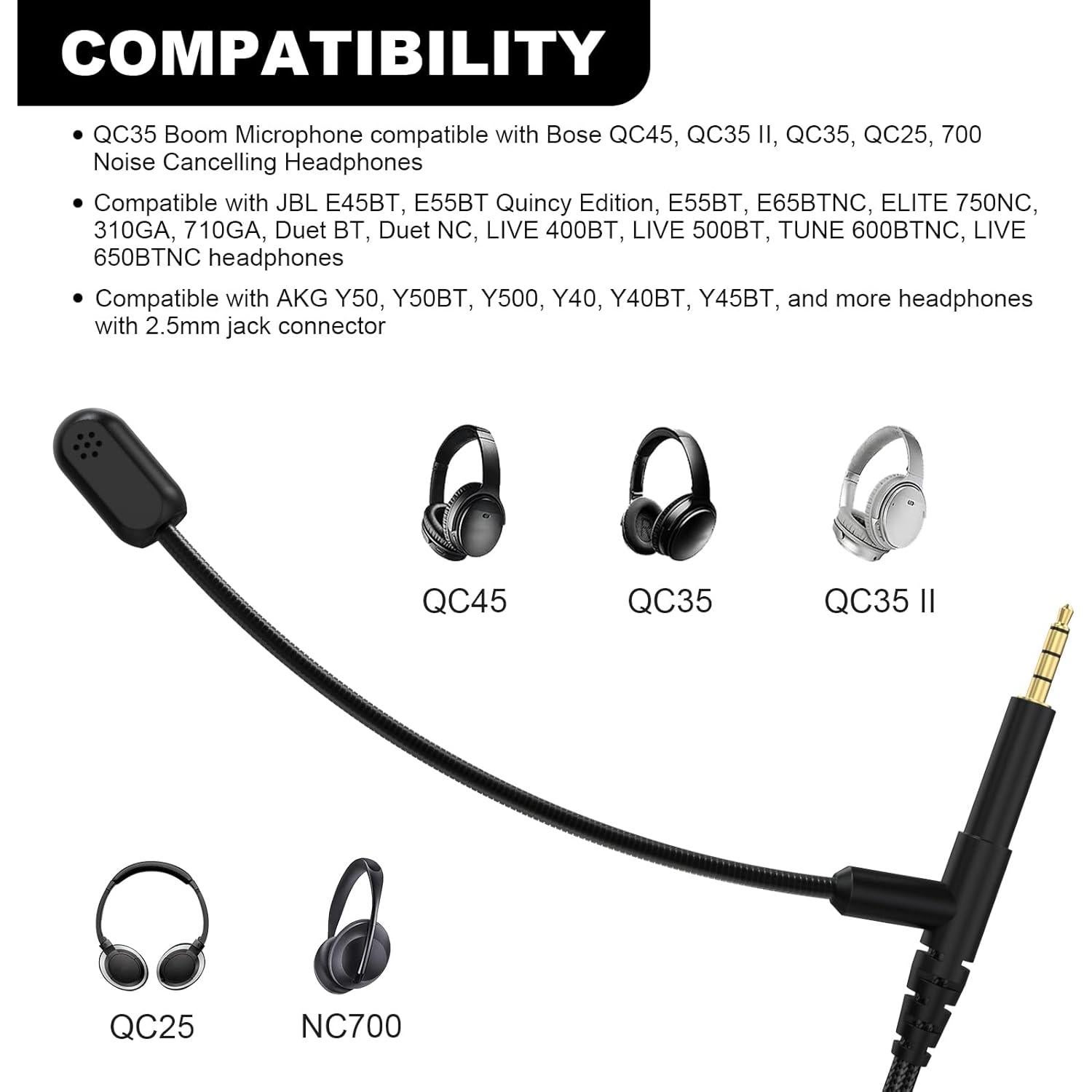 Micrófono Boom Zosvoses QC45 para Auriculares Bose y JBL 1.8m