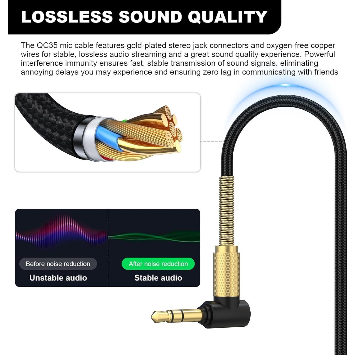 Micrófono Boom Zosvoses QC45 para Auriculares Bose y JBL 1.8m