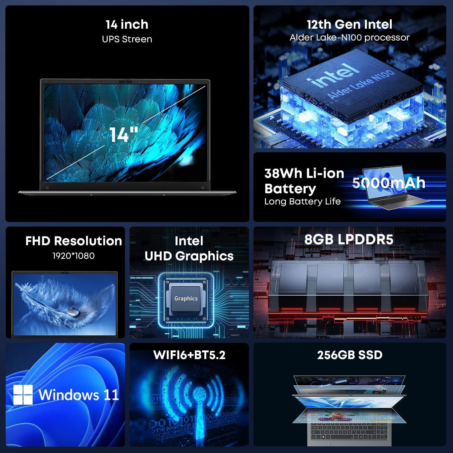 Laptop CHUWI Gemibook XPro 14.1" Intel N100 8GB 256GB SSD