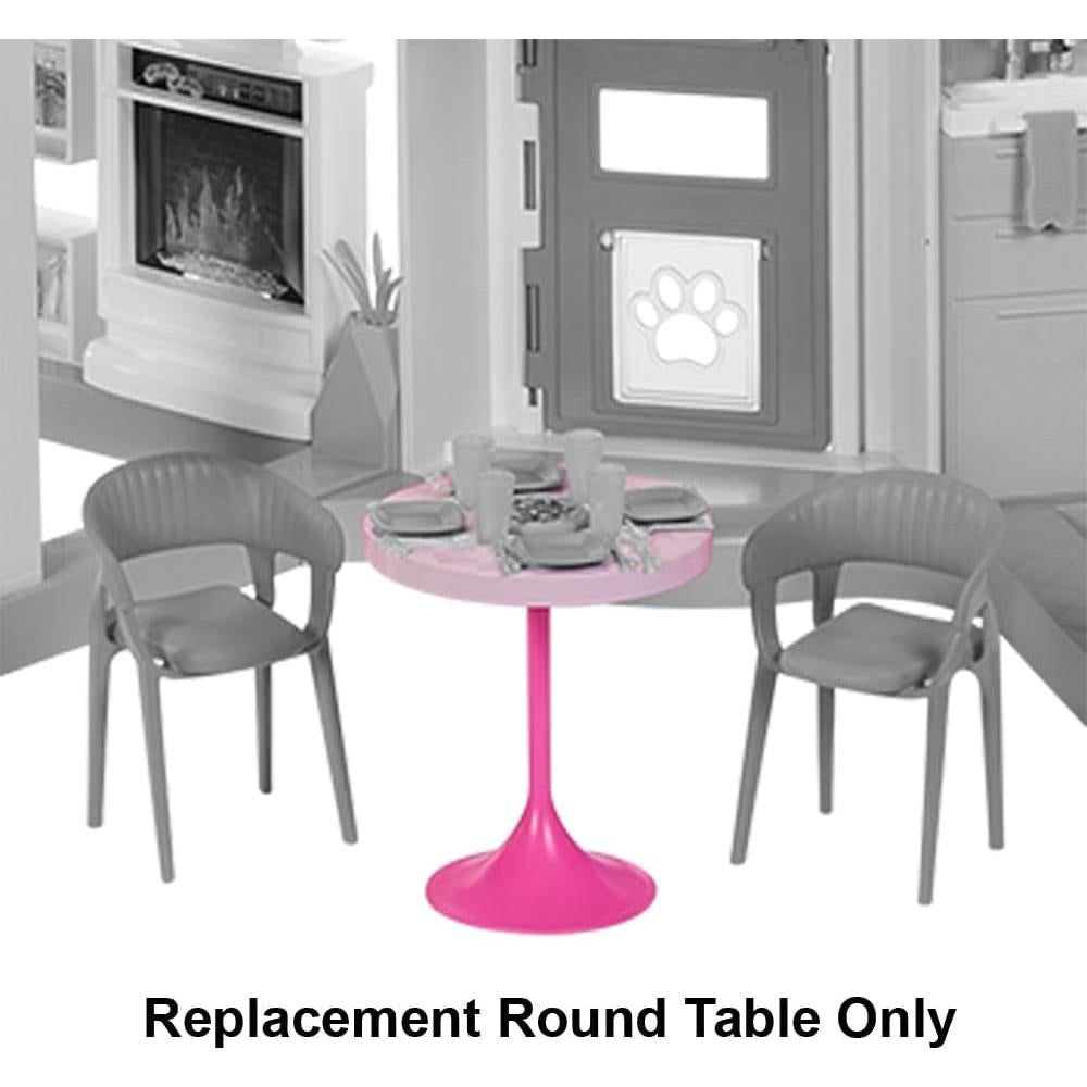 Mesa Redonda Rosa de Reemplazo para Casa de Muñecas Barbie HMX10