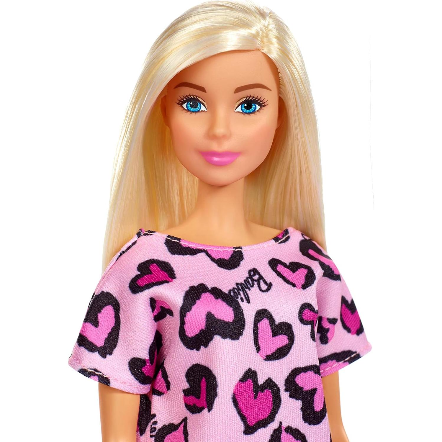 Muñeca Barbie Rubia con Vestido Rosa y Zapatillas Plataforma