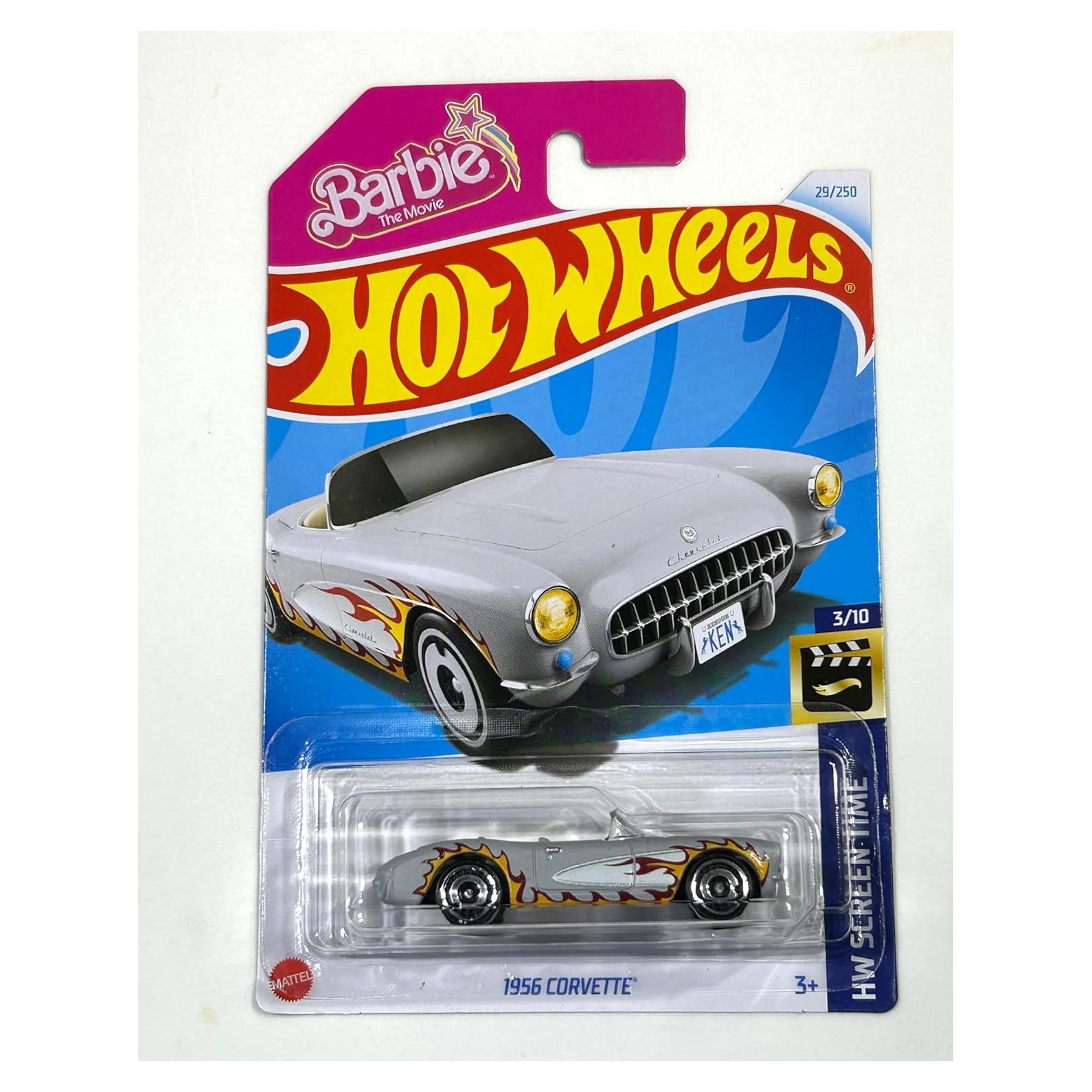 Hot Wheels Corvette 1956 Barbie Gris con Llamas 12.7cm