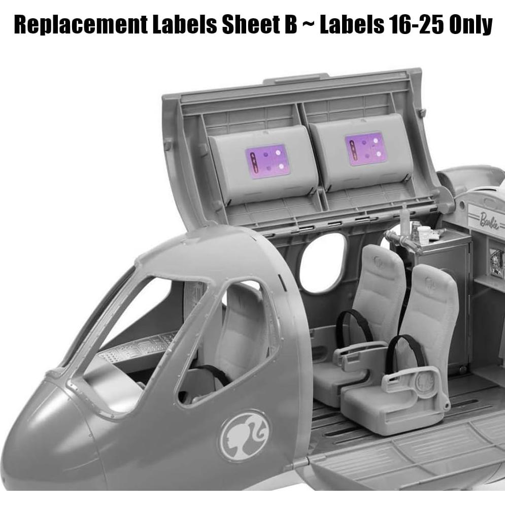 Hoja de Etiquetas de Repuesto B Mattel para Barbie Dreamplane GDG76