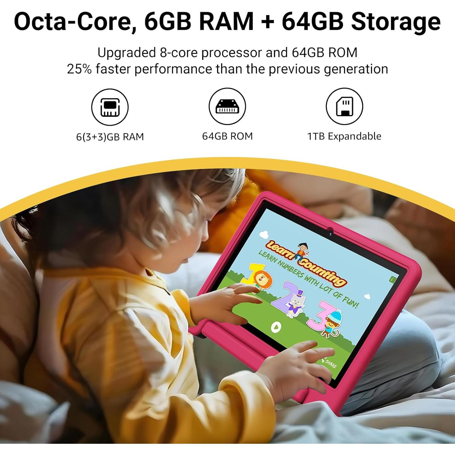Tableta para Niños ApoloMedia K109 Pro 10.1" 64GB Rosa