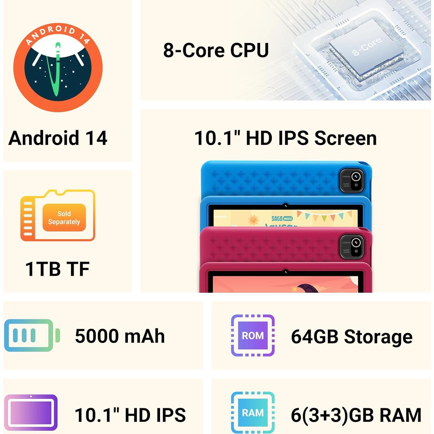 Tableta para Niños ApoloMedia K109 Pro 10.1" 64GB Rosa