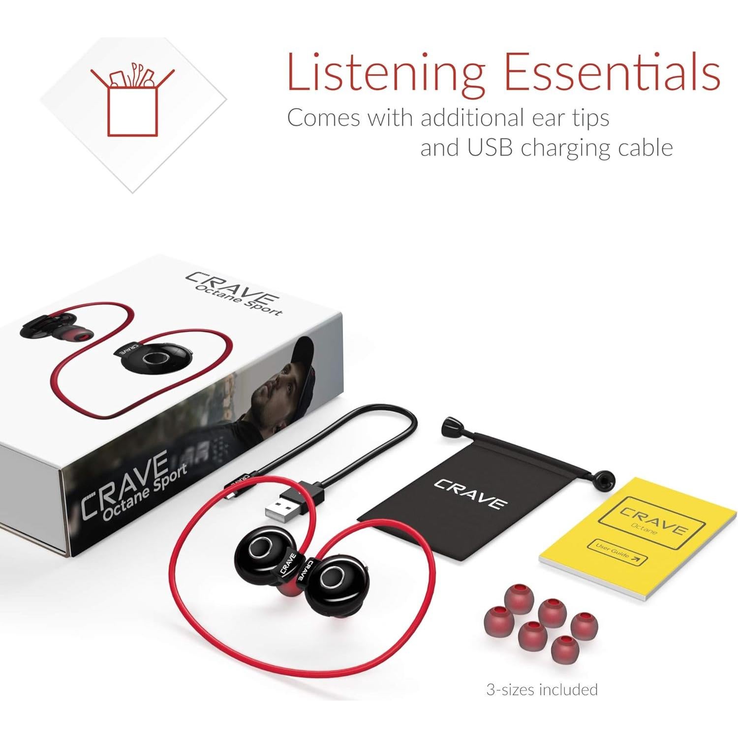 Auriculares Inalámbricos Bluetooth Crave Octane Sport - Rojo