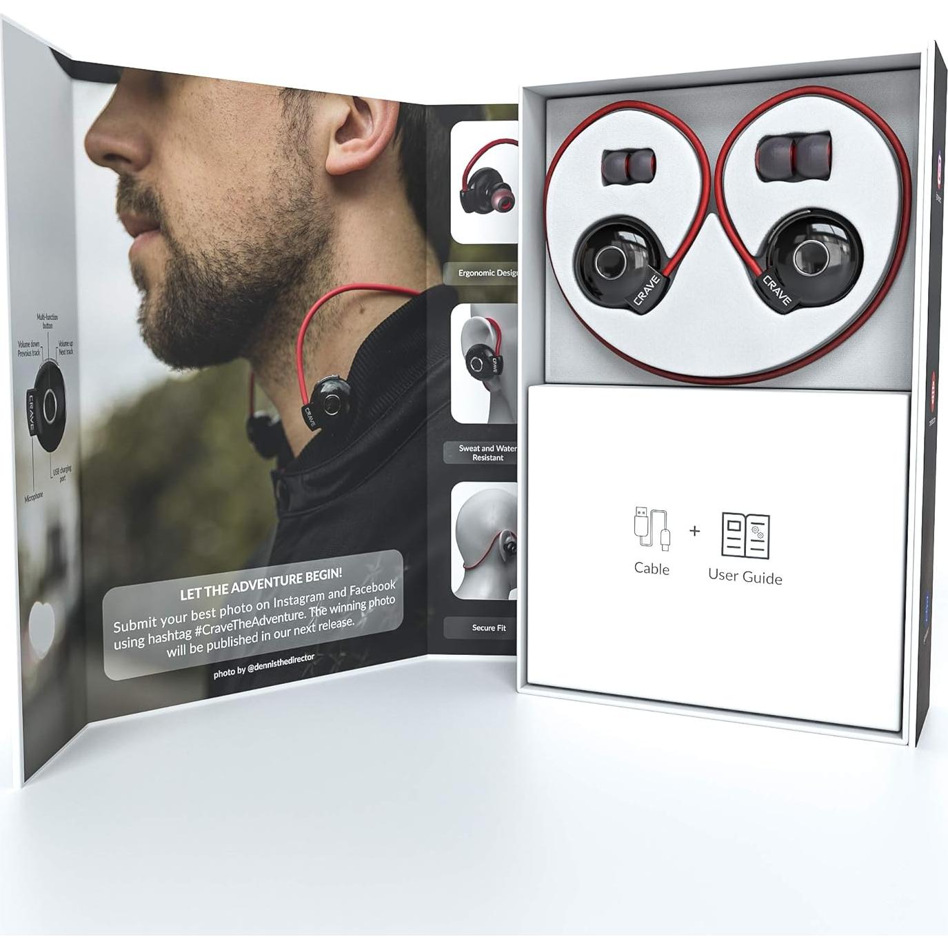 Auriculares Inalámbricos Bluetooth Crave Octane Sport - Rojo