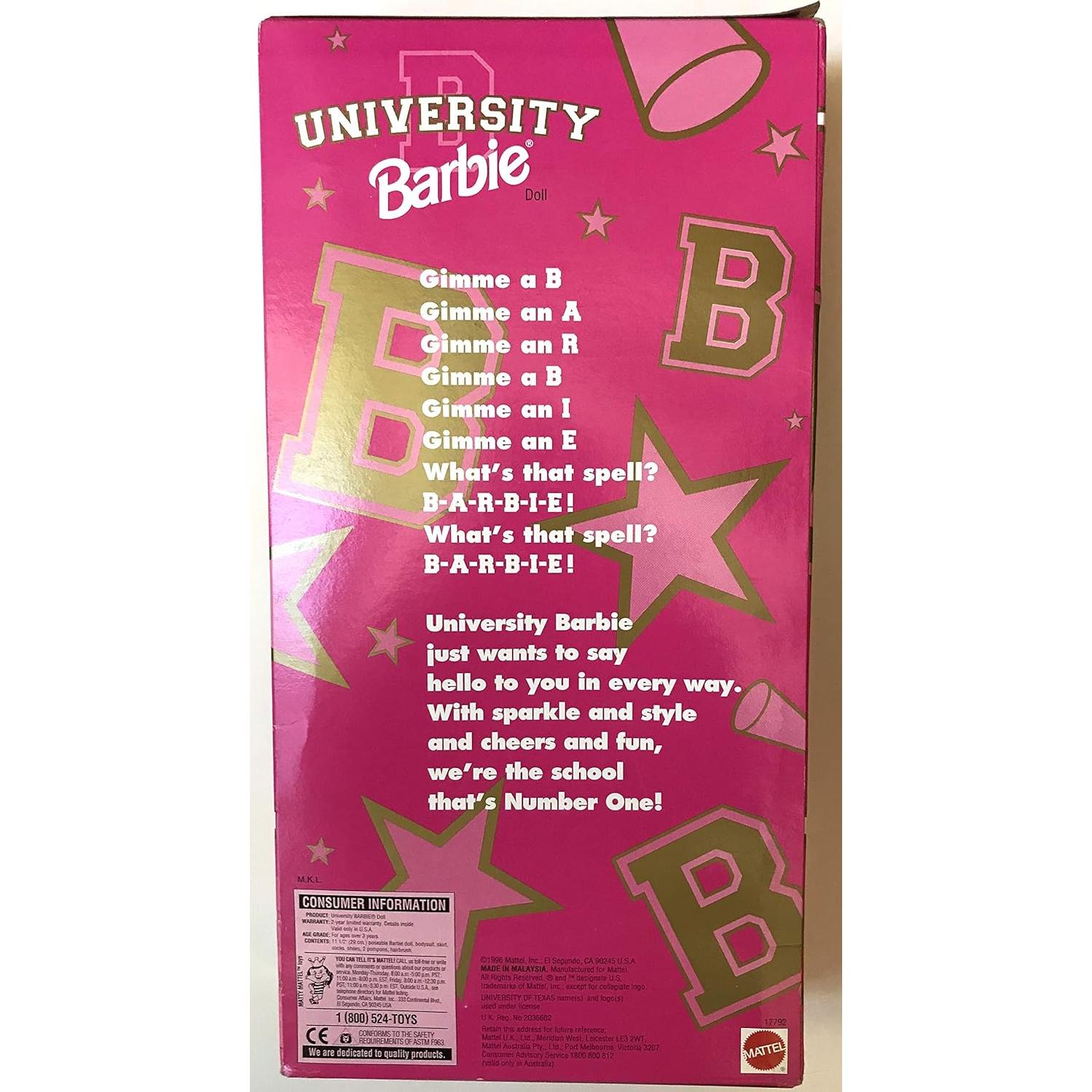 Muñeca Animadora Barbie Mattel Universidad de Texas 33cm