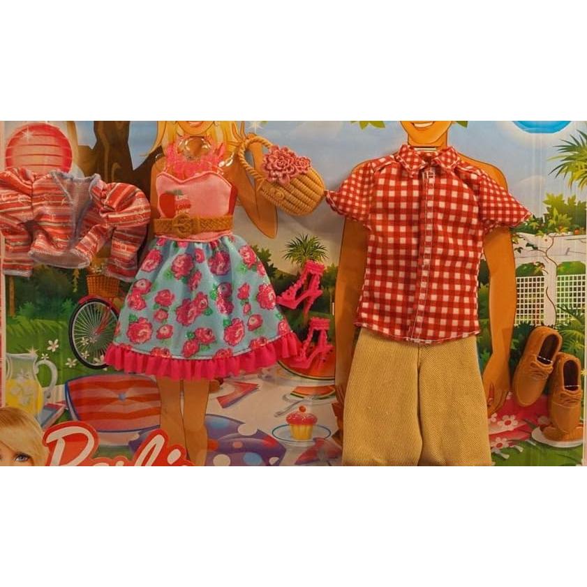 Set de Ropa de Moda Barbie y Ken Picnic X7864 - 3 años+