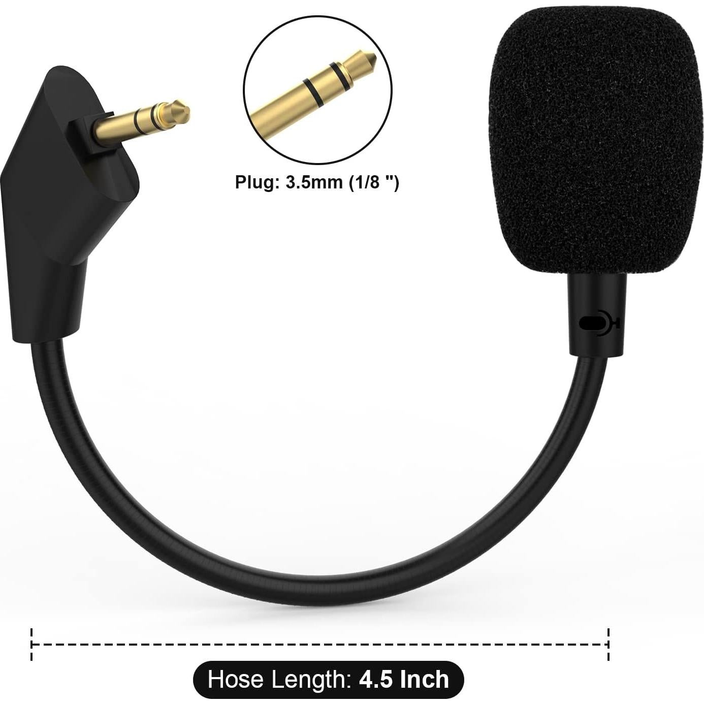 Replacement Cloud 2 Mic Boom for 1st Version Kingston HyperX Cloud Core Cloud Pro CloudX Wire Gaming Headsets, 3.5mm Detachable Slanted End Microphone (Slanted End Mic)
