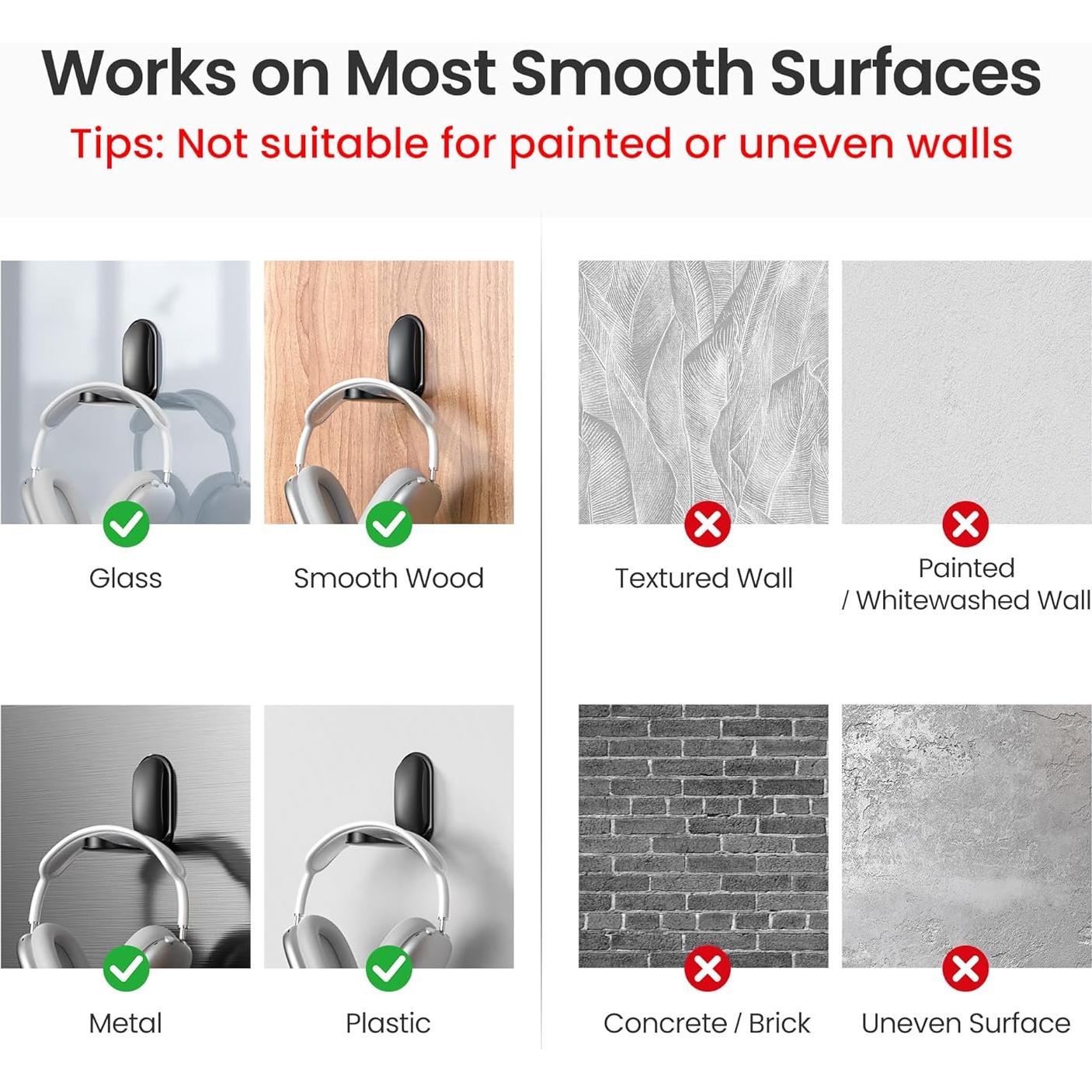 Soporte para Auriculares de Pared Itramax Negro - 2 Paquete