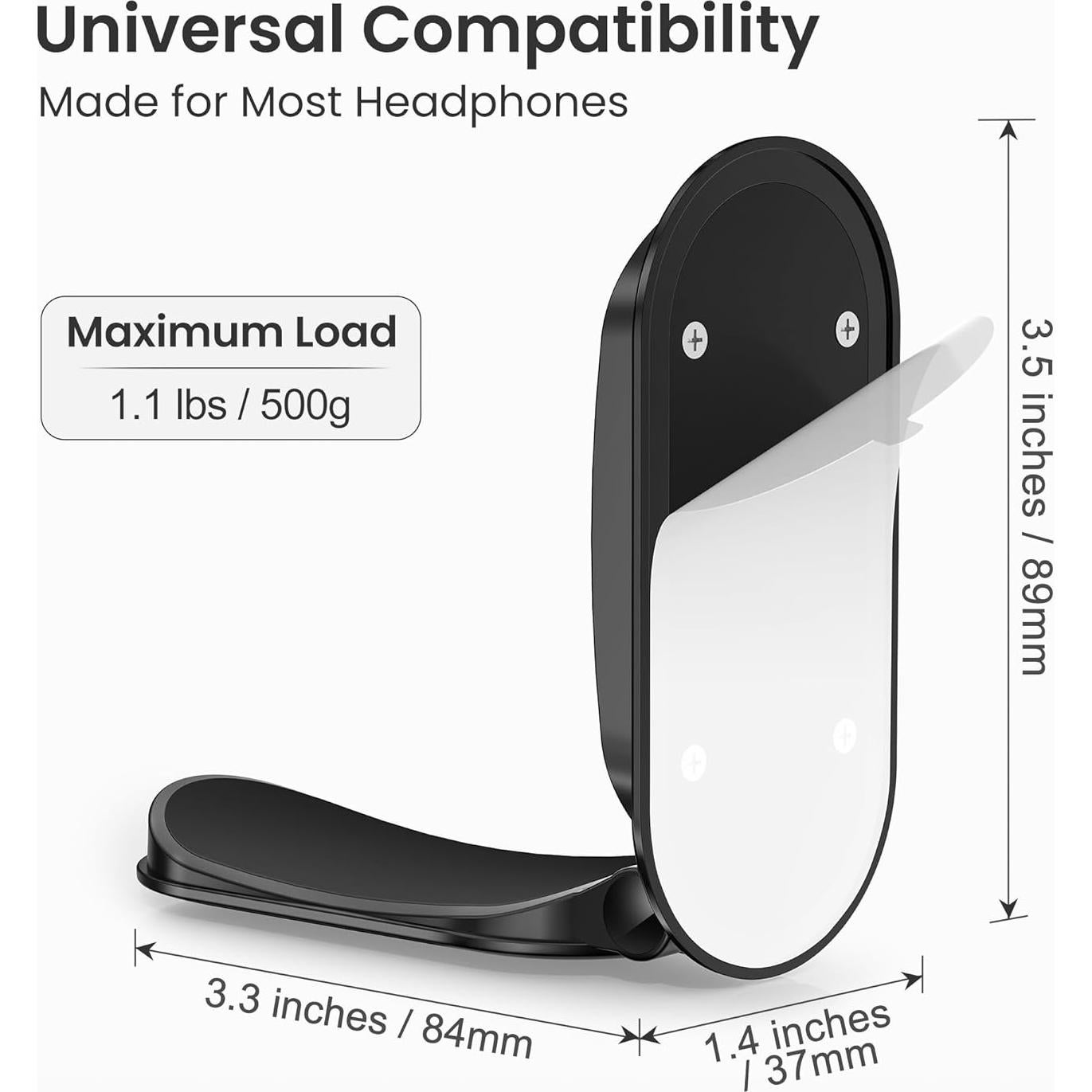 Soporte para Auriculares de Pared Itramax Negro - 2 Paquete