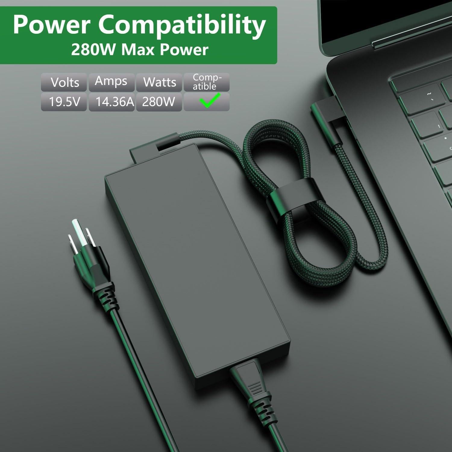 Cargador de Laptop GaN 280W Razer Blade 16 17 18 19.5V 14.36A