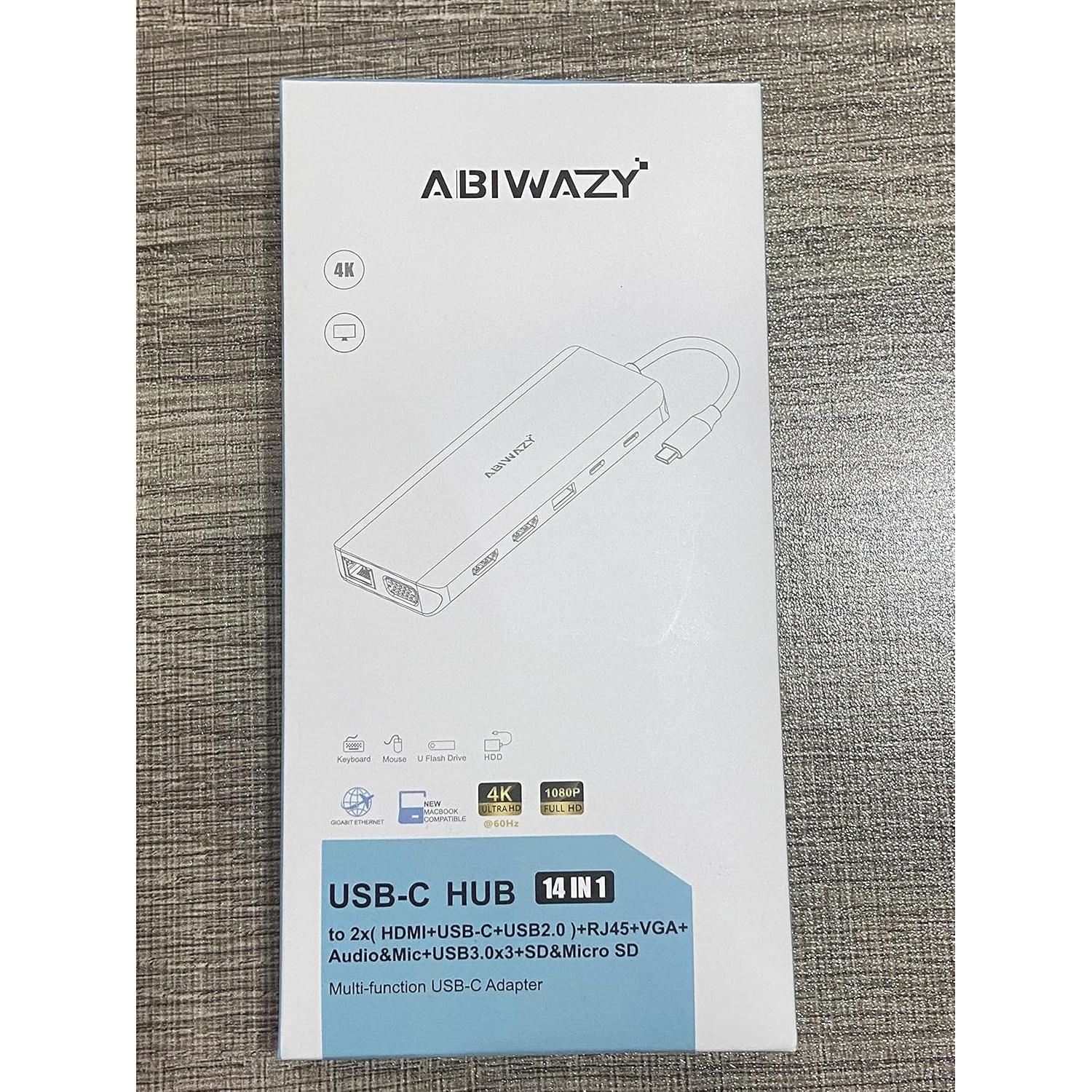 Estación de Acoplamiento USB C 14 en 1 ABIWAZY Doble Monitor