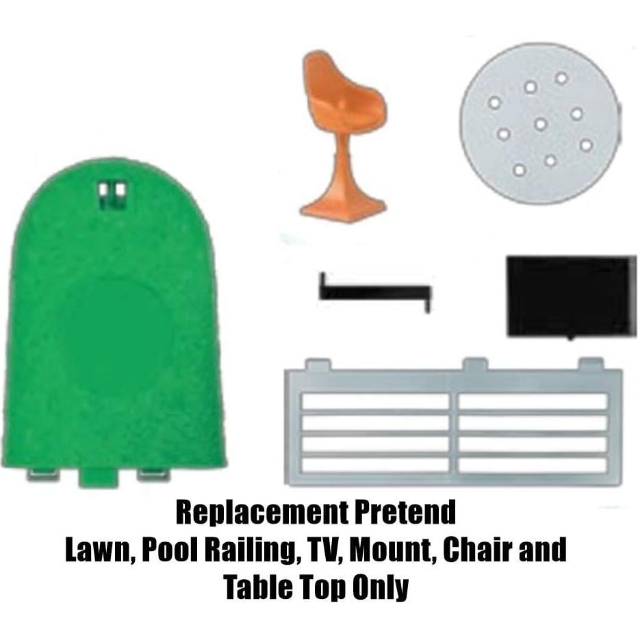 Piezas de Repuesto Barbie Dreamhouse FHY73 - Césped, Barandilla, Televisor, Silla y Mesa