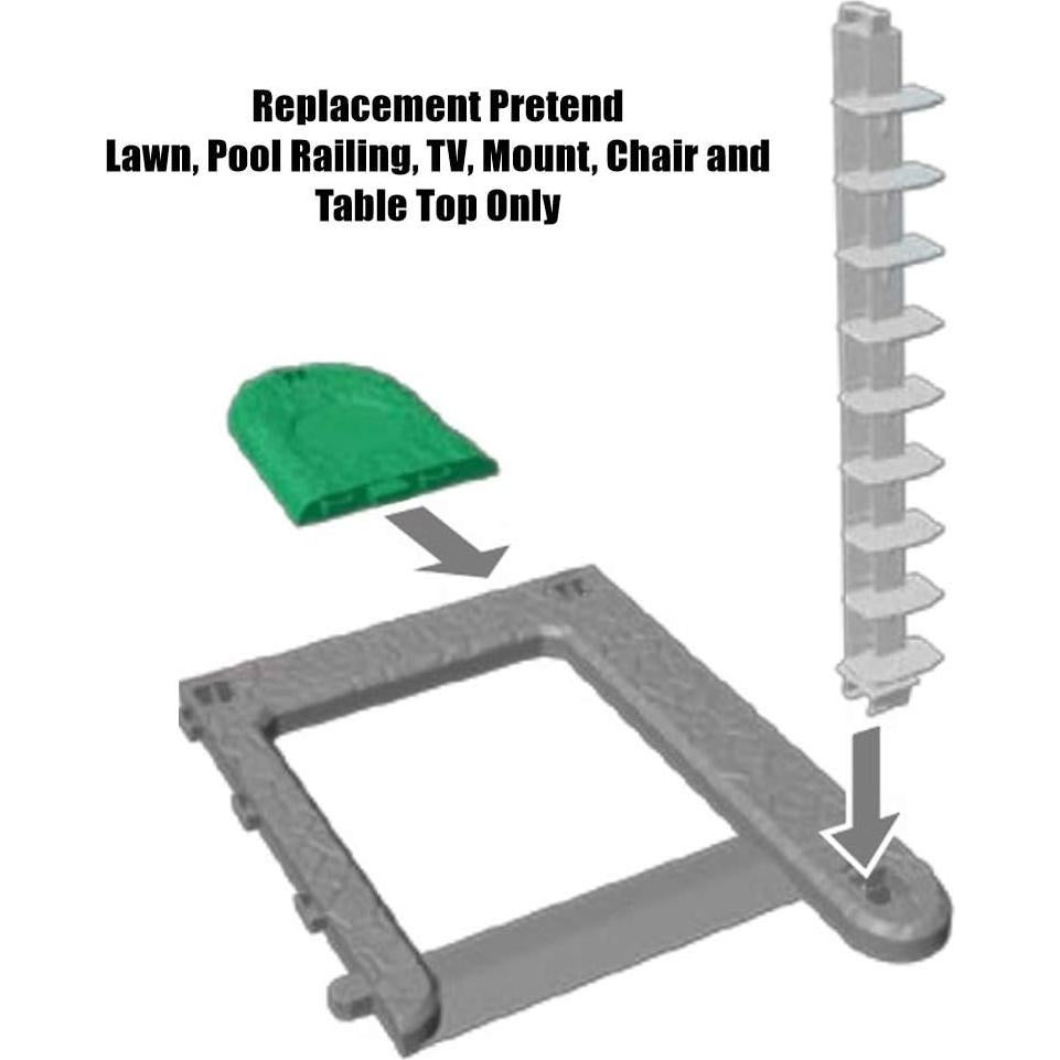 Piezas de Repuesto Barbie Dreamhouse FHY73 - Césped, Barandilla, Televisor, Silla y Mesa
