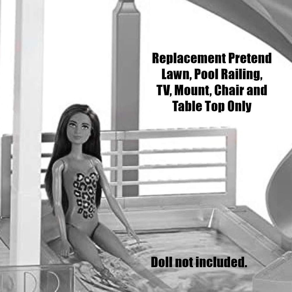 Piezas de Repuesto Barbie Dreamhouse FHY73 - Césped, Barandilla, Televisor, Silla y Mesa
