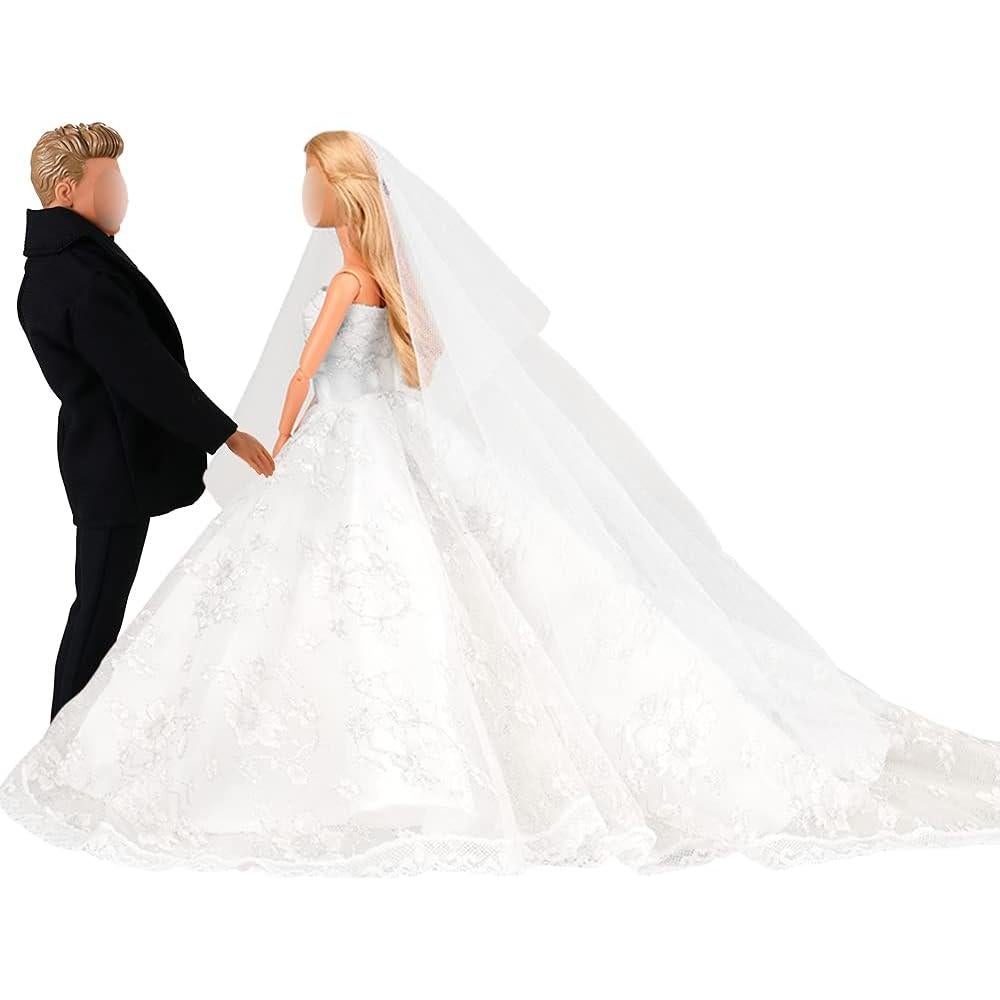 Conjunto de Boda BARWA para Muñecas - Vestido Novia y Traje Formal