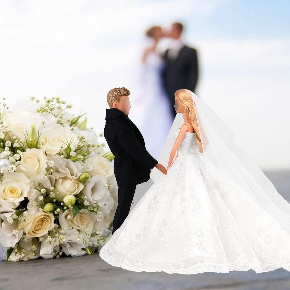 Conjunto de Boda BARWA para Muñecas - Vestido Novia y Traje Formal