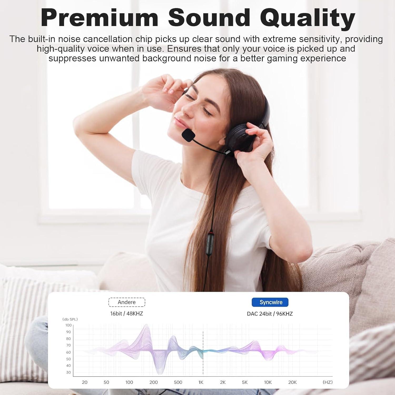 Micrófono Boom Gneinour QC45 para Auriculares Bose QC45 1.2m