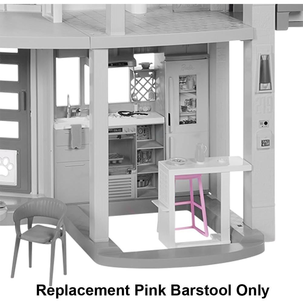 Taburete de Bar Rosa de Reemplazo para Casa de Muñecas Barbie HMX10