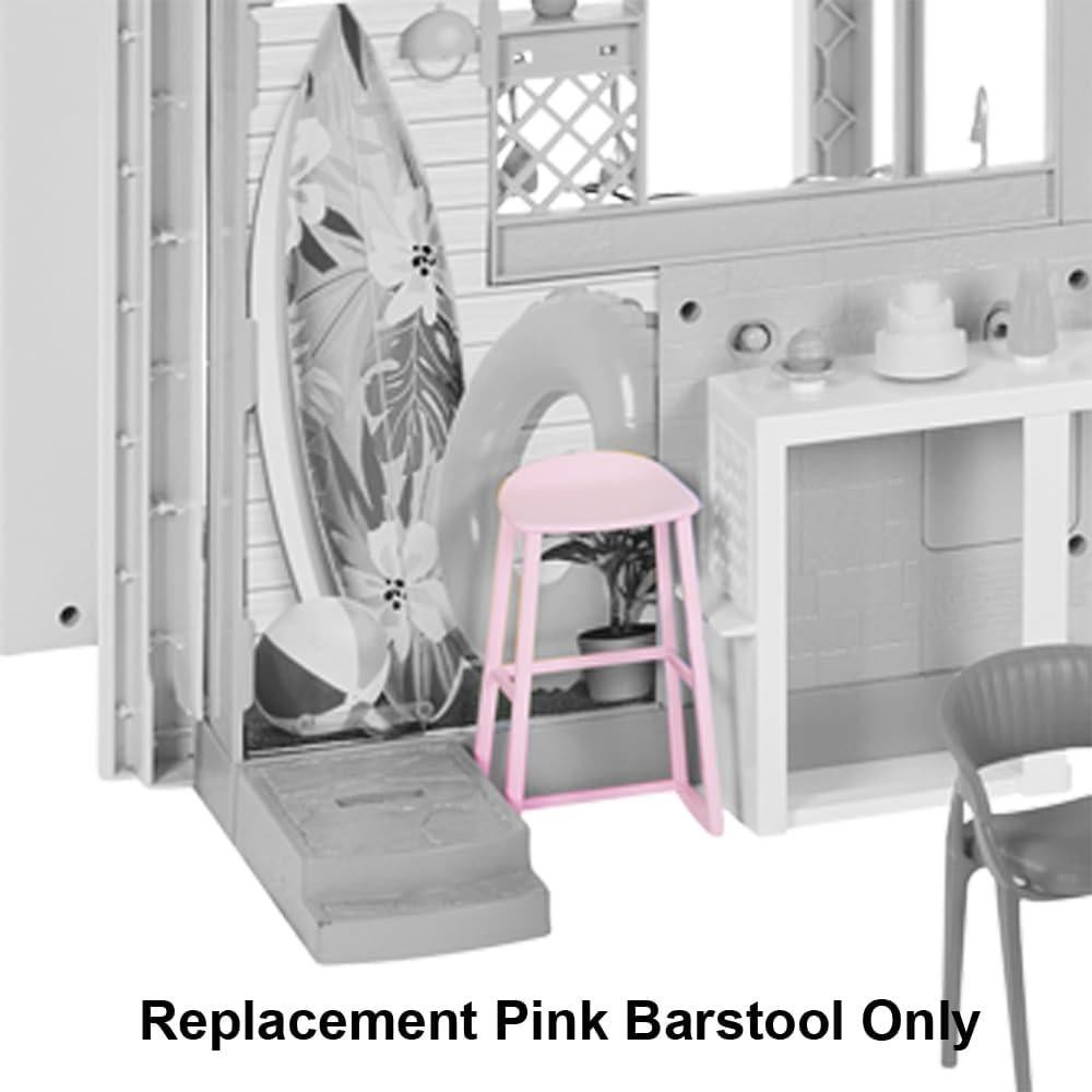 Taburete de Bar Rosa de Reemplazo para Casa de Muñecas Barbie HMX10