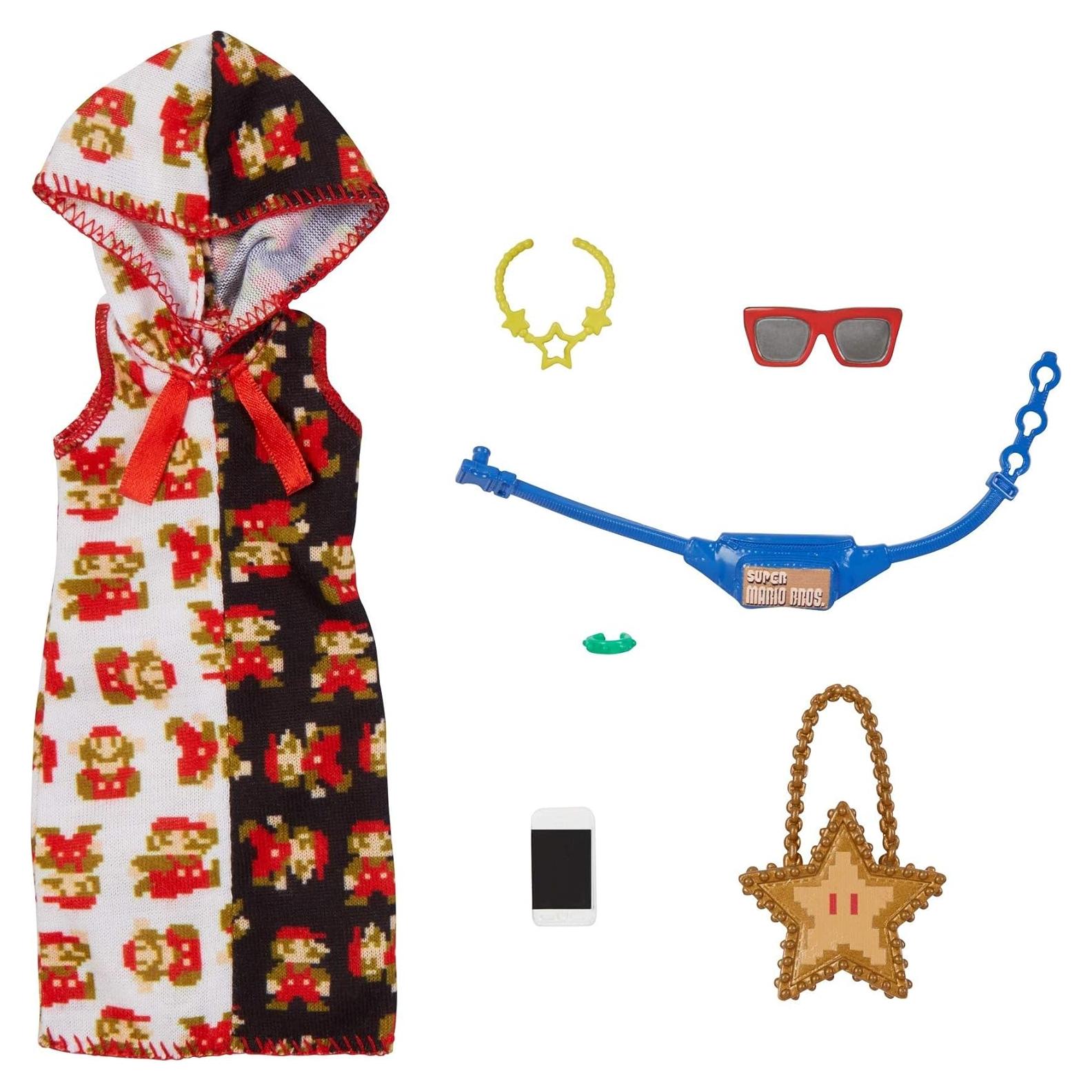 Conjunto de Ropa Barbie Super Mario con 6 Accesorios