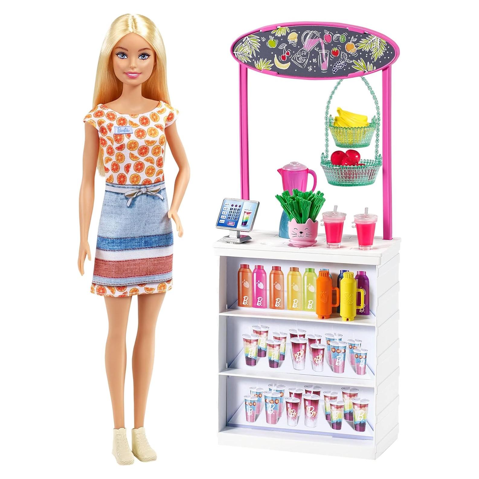 Barbie Bar de Smoothies con Muñeca Rubia y 10 Accesorios