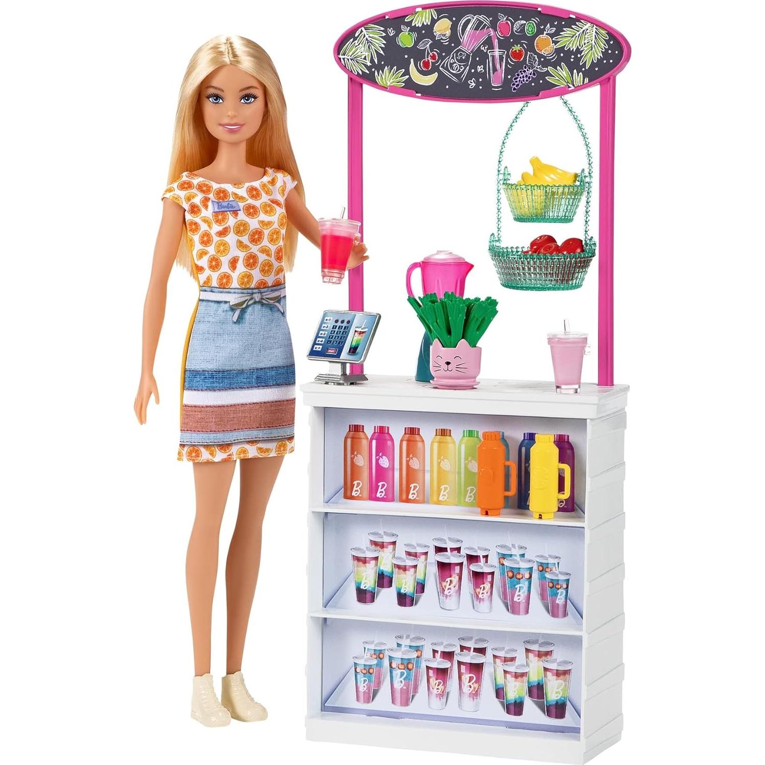 Barbie Bar de Smoothies con Muñeca Rubia y 10 Accesorios