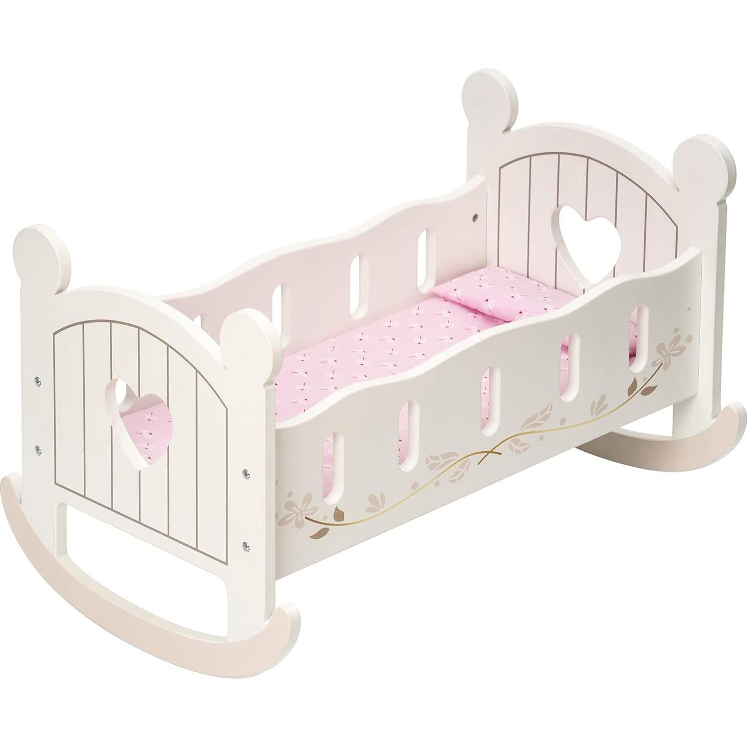 Cuna de Muñeca de Madera ROBOTIME con Ropa de Cama 53.5cm