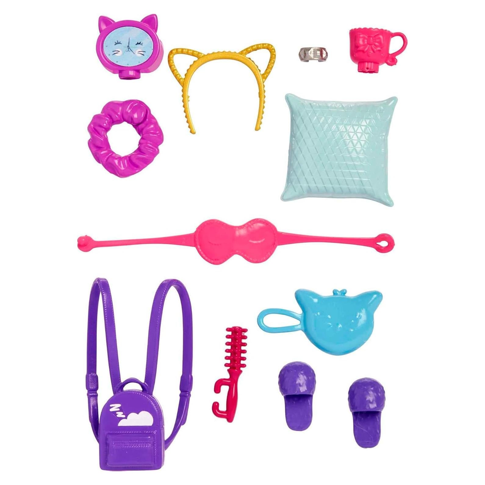 Accesorios de Pijamada Barbie - 11 Piezas Temáticas Mattel