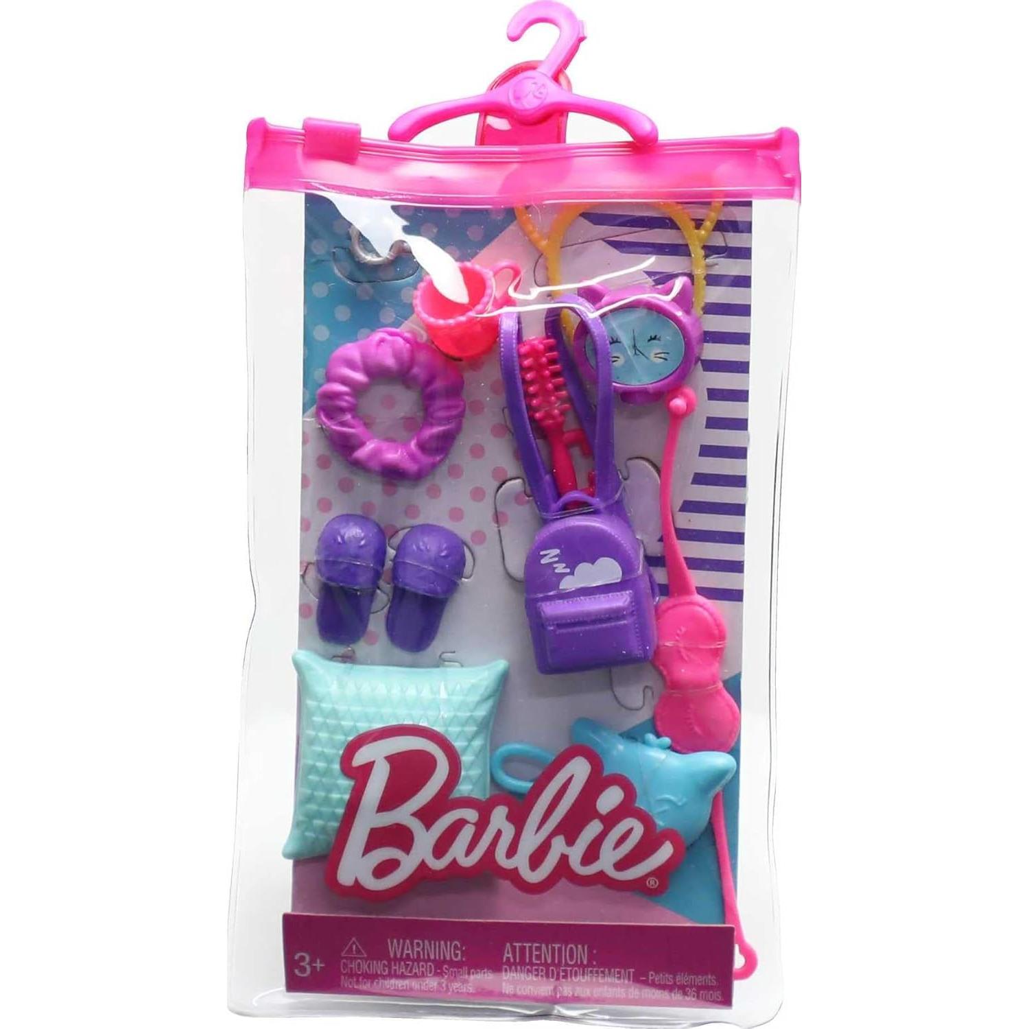 Accesorios de Pijamada Barbie - 11 Piezas Temáticas Mattel
