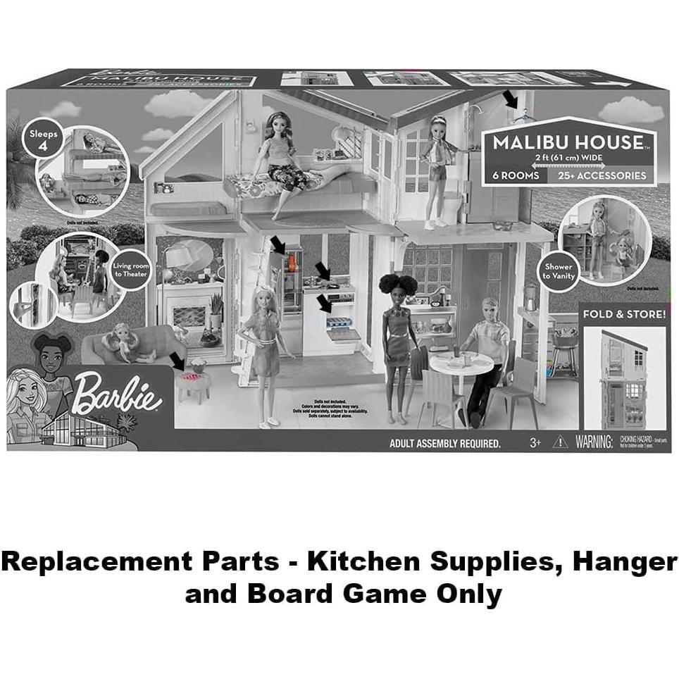 Piezas de Repuesto para Casa Malibu de Barbie FXG57 - Bandeja, Sartén y Más